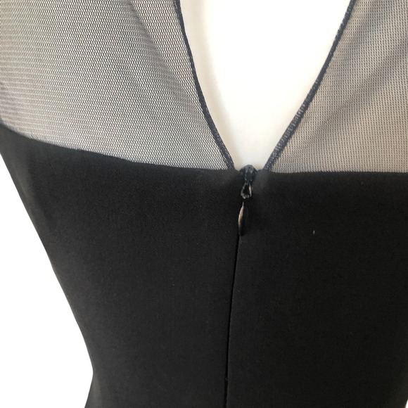 Tahari Black Sexy Illusion Long Sleeve Midi Cocktail Holiday‎ Party Dress Sz 4 - Picture 6 of 16
